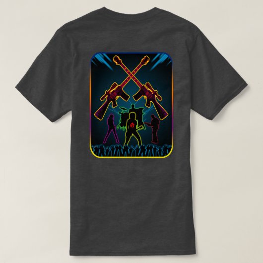 Angriffs-Gitarre Blacklight T-Shirt (Design Rückseite)
