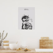 Angriffs-Titan-Figur Dunkle Anime-Linienkunst Poster (Küche)
