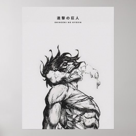 Angriffs-Titan-Figur Dunkle Anime-Linienkunst Poster (Vorne)
