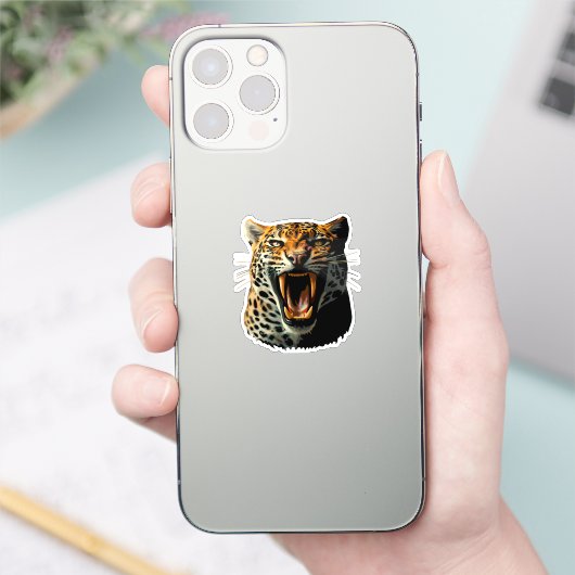 Angriffskopf von Leopard Aufkleber (Telefon)