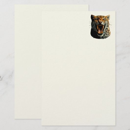 Angriffskopf von Leopard Briefpapier (Vorne/Hinten)