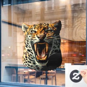 Angriffskopf von Leopard Fensteraufkleber