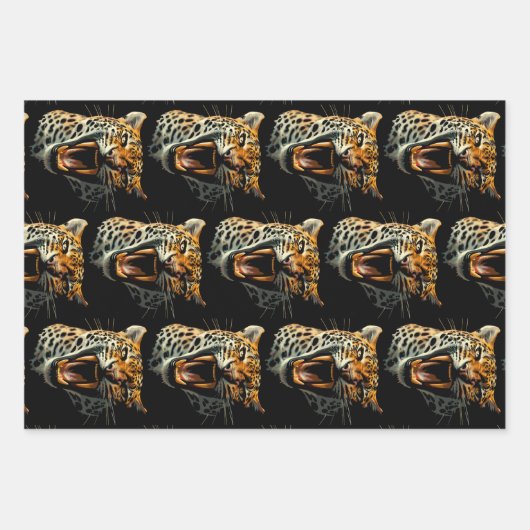 Angriffskopf von Leopard Geschenkpapier Set (Vorderseite 2)
