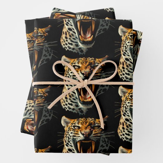 Angriffskopf von Leopard Geschenkpapier Set (Beispiel)