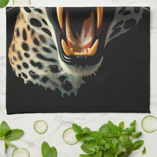 Angriffskopf von Leopard Geschirrtuch (Gefaltet)