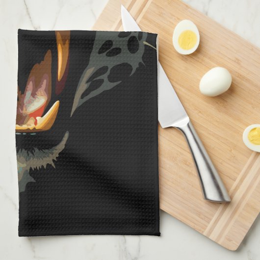 Angriffskopf von Leopard Geschirrtuch (Viertel Falte)