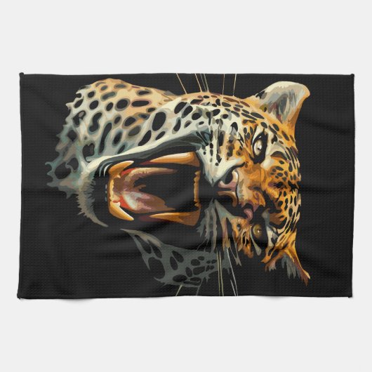 Angriffskopf von Leopard Geschirrtuch (Horizontal)