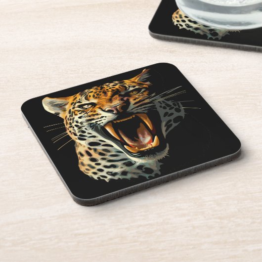 Angriffskopf von Leopard Getränkeuntersetzer (Linke Seite)