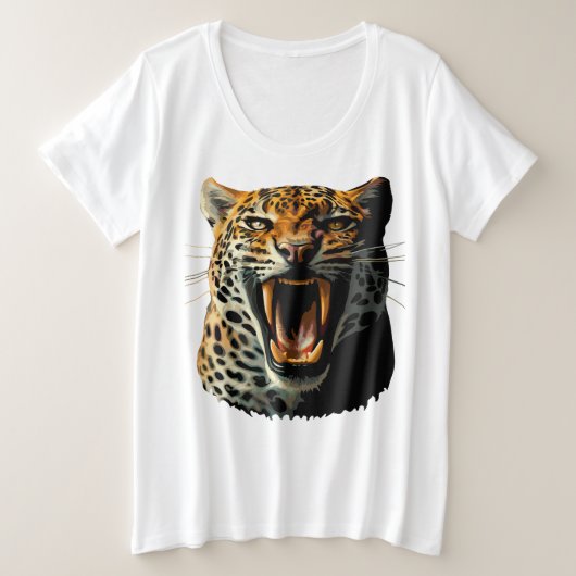 Angriffskopf von Leopard Große Größe T-Shirt (Design vorne)