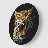 Angriffskopf von Leopard Große Wanduhr (Winkel)