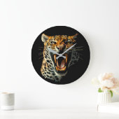 Angriffskopf von Leopard Große Wanduhr (Zuhause)
