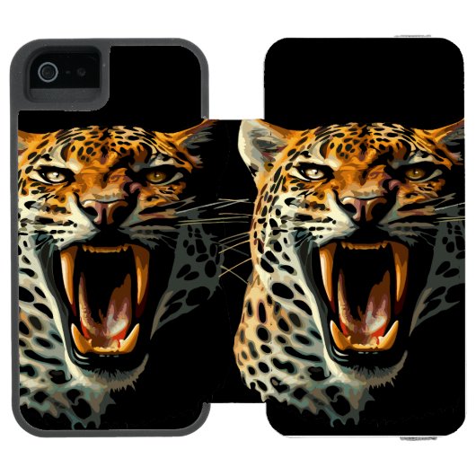 Angriffskopf von Leopard Incipio iPhone Geldbeutel-Hülle (Folio Geöffnet)