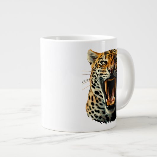 Angriffskopf von Leopard Jumbo-Tasse (Vorderseite Rechts)