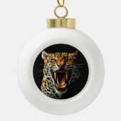 Angriffskopf von Leopard Keramik Kugel-Ornament (Vorderseite)