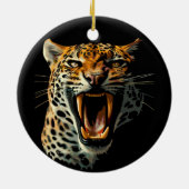 Angriffskopf von Leopard Keramik Ornament (Hinten)