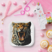 Angriffskopf von Leopard Pappteller (Party)