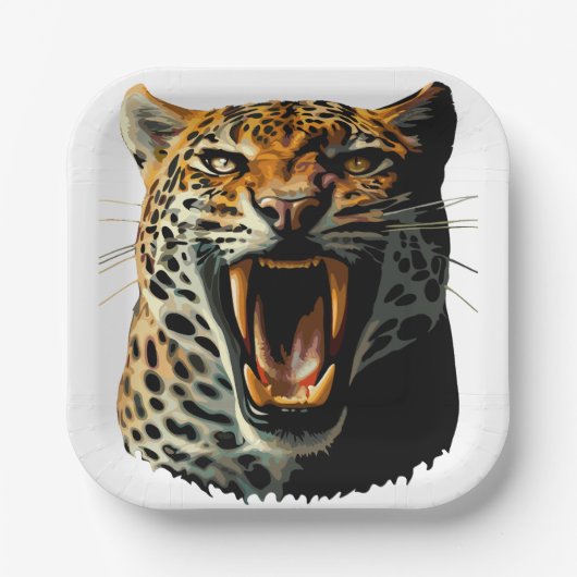 Angriffskopf von Leopard Pappteller (Vorderseite)