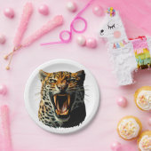 Angriffskopf von Leopard Pappteller (Party)