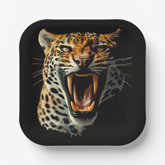 Angriffskopf von Leopard Pappteller (Vorderseite)