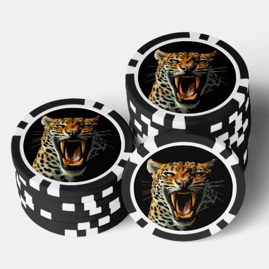 Angriffskopf von Leopard Pokerchips (Stapel)