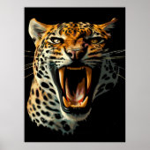Angriffskopf von Leopard Poster (Vorne)