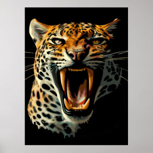 Angriffskopf von Leopard Poster
