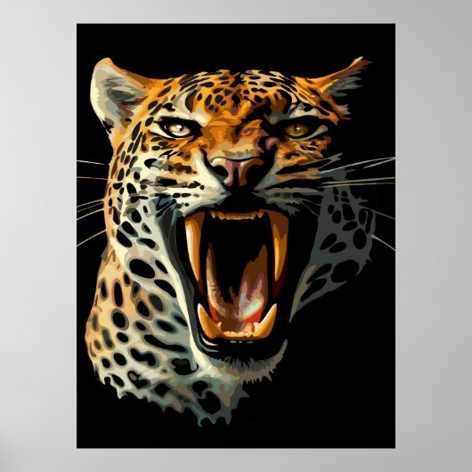 Angriffskopf von Leopard Poster (Vorne)