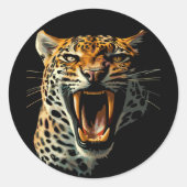 Angriffskopf von Leopard Runder Aufkleber (Vorderseite)