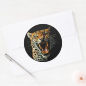 Angriffskopf von Leopard Runder Aufkleber (Umschlag)