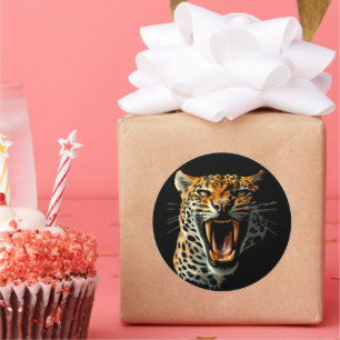 Angriffskopf von Leopard Runder Aufkleber