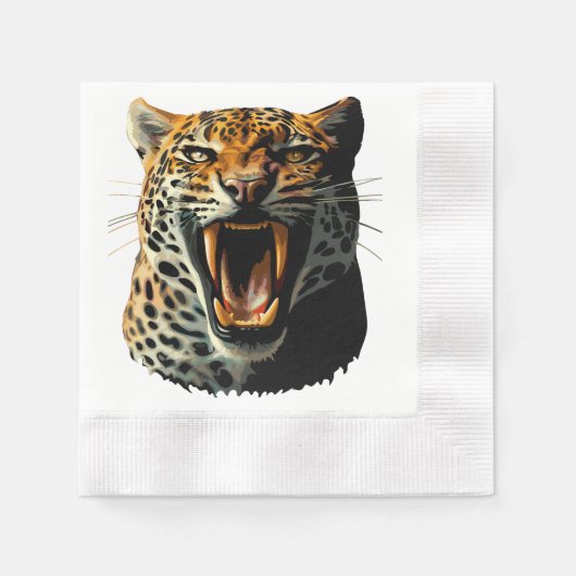 Angriffskopf von Leopard Serviette (Vorderseite)