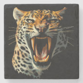 Angriffskopf von Leopard Steinuntersetzer (Vorderseite)