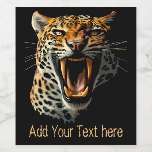 Angriffskopf von Leopard Weinetikett (Einzelnes Label)