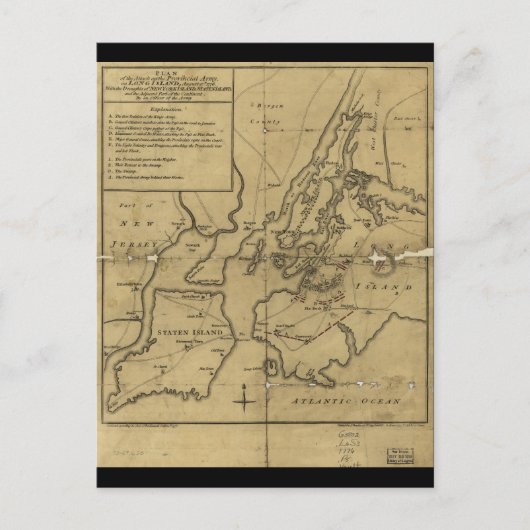 Angriffsplan auf Long Island August 27. 1776 Postkarte (Vorderseite)