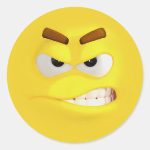 Angry 3D-Effekt Emoji Runder Aufkleber