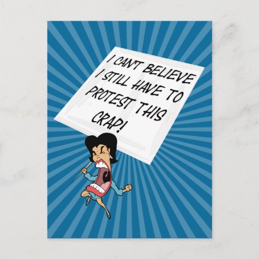 Angry-Aktivist mit einem Protestzeichen Postkarte (Vorderseite)