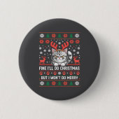 Angry Antler Cat Funny Xmas Ugly Sweater Long Slee Button (Vorderseite)
