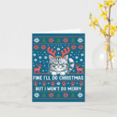 Angry Antler Cat Funny Xmas Ugly Sweater Long Slee Karte (Gelbe Blume)