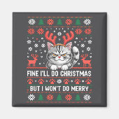 Angry Antler Cat Funny Xmas Ugly Sweater Long Slee Magnet (Vorne)