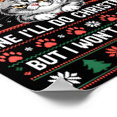 Angry Antler Cat Funny Xmas Ugly Sweater Long Slee Poster (Ecke)