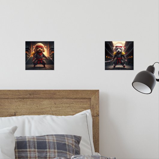 Angry Baby Brown and White Poodle Ninjas Print Set (Schlafzimmer)