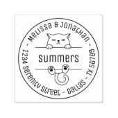 Angry Bad Tempered Cat Round Address Permastempel (Design)