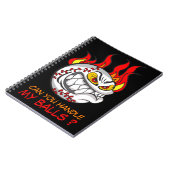 Angry Baseball Ball in Flammen mit Funny Zitat, Notizblock (Linke Seite)