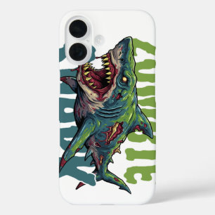 Angry beängstigend Zombie Hai Illustration iPhone 16 Hülle