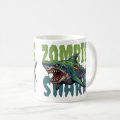 Angry beängstigend Zombie Hai Illustration Kaffeetasse (VorderseiteRechts)