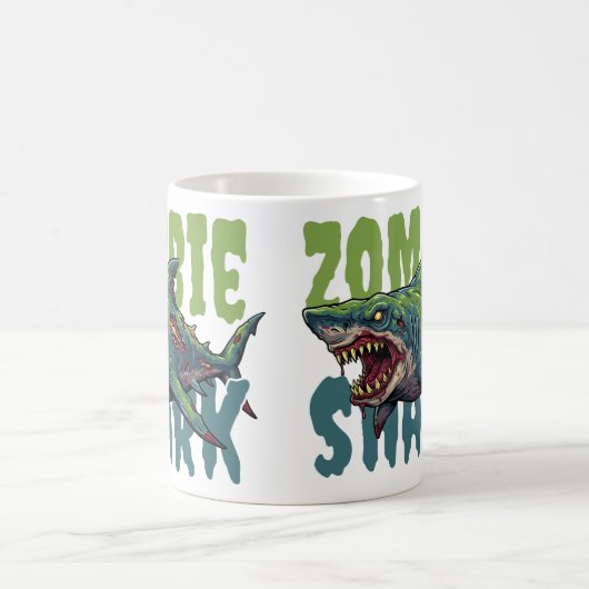Angry beängstigend Zombie Hai Illustration Kaffeetasse (Mittel)