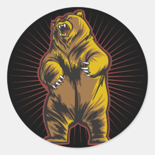 Angry Bear Runder Aufkleber