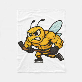 Angry Bee Ice Hockey Player Strong Insect Fleecedecke