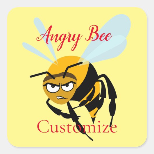 Angry Bee Thunder_Cove Quadratischer Aufkleber (Vorderseite)