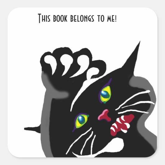 Angry Black Cat Buchzeichen Sticker (Vorderseite)